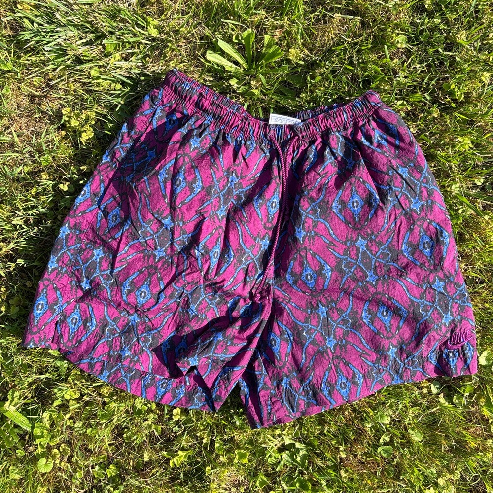 Nike Pink and Blue Athletic Shorts Lightweight Elastic Waist